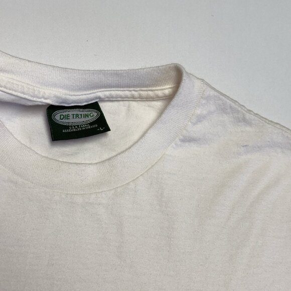 Vintage Y2K Die Trying T Shirt Mens L 21x28 White Baja Mex Racing - Picture 4 of 14